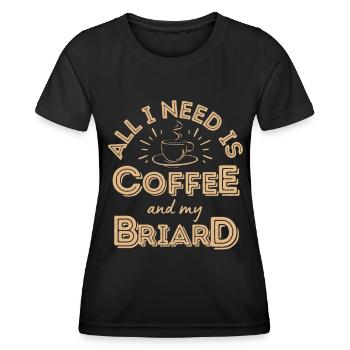 Briard Coffee Dog Cafe - Women's Functional T-Shirt - black - Front - AI Model Female 172 light (172cm)
