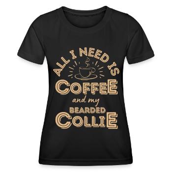 Bearded Collie Kaffee Hund Cafe - Frauen Funktions-T-Shirt - Schwarz - Vorne - AI Model Female 172 light (172cm)