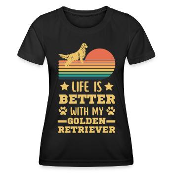 Golden Retriever Dog Retro Vintage - Women's Functional T-Shirt - black - Front - AI Model Female 172 light (172cm)