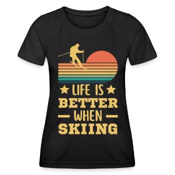 Skier sur un ski vacances rétro vintage - T-shirt sport Femme - noir - Devant - AI Model Female 172 light (172cm)