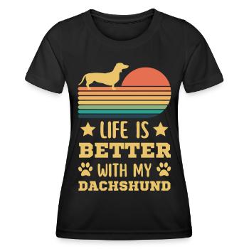 Dackel Teckel Teckel Rétro Vintage Style - T-shirt sport Femme - noir - Devant - AI Model Female 172 light (172cm)