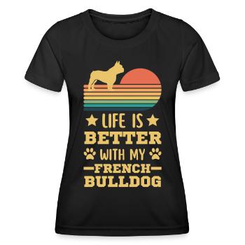 French Bulldog retro vintage style - Women's Functional T-Shirt - black - Front - AI Model Female 172 light (172cm)
