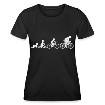 Cyclist Evolution Fahrradfahrer Fahrrad Biker - Frauen Funktions-T-Shirt - Schwarz - Vorne - AI Model Female 172 light (172cm)