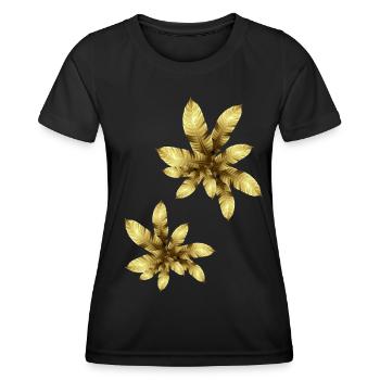Golden Leaves,Gold,Autumn,Autumn Leaves,Golden - Women's Functional T-Shirt - black - Front - AI Model Female 172 light (172cm)