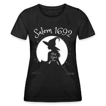 Salem 1692 They Missed One Halloween Witch Cat - Women's Functional T-Shirt - black - Front - AI Model Female 172 light (172cm)