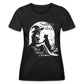 Salem 1692 They Missed One Halloween Cat Witch - Women's Functional T-Shirt - black - Front - AI Model Female 172 light (172cm)