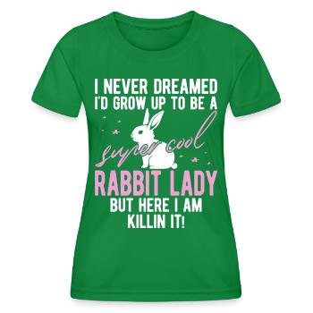 Rabbit Gift, Rabbit Holder, Bunny Mom - Women's Functional T-Shirt - kelly green - Front - AI Model Female 172 dark (172cm)