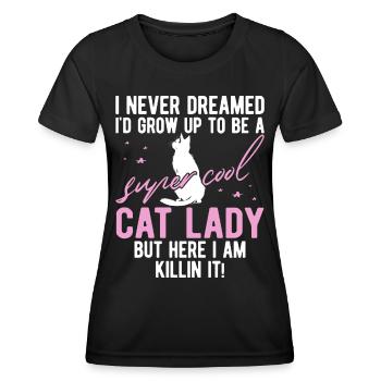 Chat Maman Chat Cadeau Chat Amoureux Dire - T-shirt sport Femme - noir - Devant - AI Model Female 172 light (172cm)