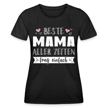 Beste Mama Muttertag Personalisiert Namensgeschenk - Frauen Funktions-T-Shirt - Schwarz - Vorne - AI Model Female 172 light (172cm)