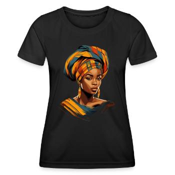 African Woman Kente Africa Headwrap Head Scarf - Women's Functional T-Shirt - black - Front - AI Model Female 172 light (172cm)