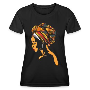 African Woman Kente Headwrap Africa Head Scarf - Women's Functional T-Shirt - black - Front - AI Model Female 172 light (172cm)