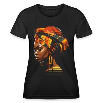 African Woman Headwrap Kente Head Scarf Africa - Women's Functional T-Shirt - black - Front - AI Model Female 172 light (172cm)
