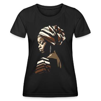 Afrikanische Frau Afrika Headwrap Kopftuch Kente - Frauen Funktions-T-Shirt - Schwarz - Vorne - AI Model Female 172 light (172cm)