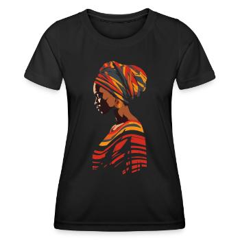 African Woman Africa Headwrap Kente Head Scarf - Women's Functional T-Shirt - black - Front - AI Model Female 172 light (172cm)