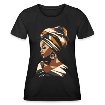 Afrikanische Frau Afrika Kopftuch Kente Headwrap - Frauen Funktions-T-Shirt - Schwarz - Vorne - AI Model Female 172 light (172cm)