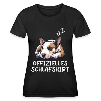 Offizielles Schlafshirt Bullterrier Hunde Hund - Frauen Funktions-T-Shirt - Schwarz - Vorne - AI Model Female 172 light (172cm)