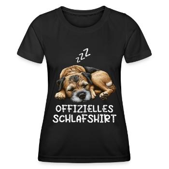 Offizielles Schlafshirt Border Terrier Terrierfan - Frauen Funktions-T-Shirt - Schwarz - Vorne - AI Model Female 172 light (172cm)