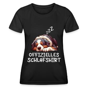 Offizielles Schlafshirt Australian Shepherd Aussie - Frauen Funktions-T-Shirt - Schwarz - Vorne - AI Model Female 172 light (172cm)