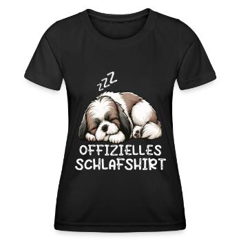 Offizielles Schlafshirt Shih tzu Shih tzus Hund - Frauen Funktions-T-Shirt - Schwarz - Vorne - AI Model Female 172 light (172cm)