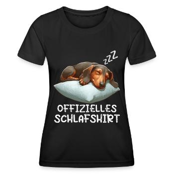 Offizielles Schlafshirt Dackel Dachshund Teckel - Frauen Funktions-T-Shirt - Schwarz - Vorne - AI Model Female 172 light (172cm)