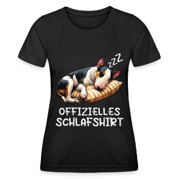 Offizielles Schlafshirt Bullterrier Hunde Hund - Frauen Funktions-T-Shirt - Schwarz - Vorne - AI Model Female 172 light (172cm)