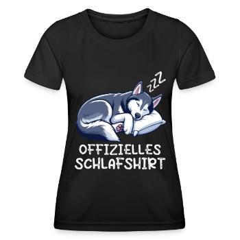 Offizielles Schlafshirt Husky Huskys Huskybesitzer - Frauen Funktions-T-Shirt - Schwarz - Vorne - AI Model Female 172 light (172cm)