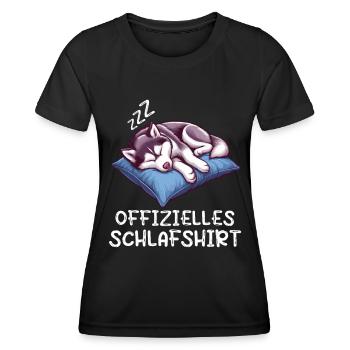 Offizielles Schlafshirt Husky Huskys Huskybesitzer - Frauen Funktions-T-Shirt - Schwarz - Vorne - AI Model Female 172 light (172cm)