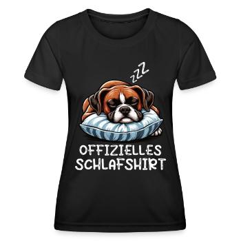 Offizielles Schlafshirt Boxer Boxerhalter Hund - Frauen Funktions-T-Shirt - Schwarz - Vorne - AI Model Female 172 light (172cm)