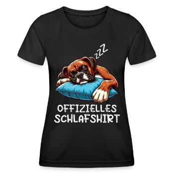 Offizielles Schlafshirt Boxer Boxerhalter Hund - Frauen Funktions-T-Shirt - Schwarz - Vorne - AI Model Female 172 light (172cm)