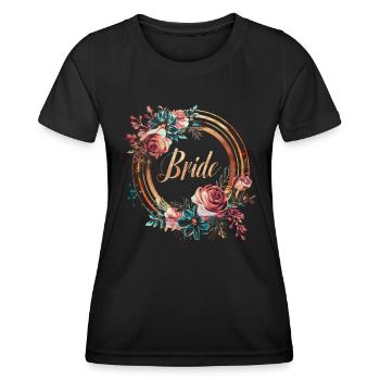 Floral Wreath Bridal Young Donkey Girl Gift - Women's Functional T-Shirt - black - Front - AI Model Female 172 light (172cm)