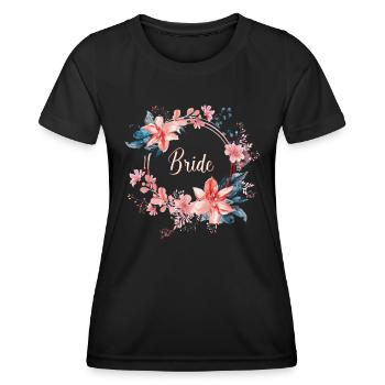 Braut Blumenkranz Jungesellinenasbchied Blumen - Frauen Funktions-T-Shirt - Schwarz - Vorne - AI Model Female 172 light (172cm)