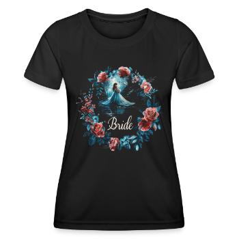 Braut Blumen Jungesellinenasbchied Blumenkranz - Frauen Funktions-T-Shirt - Schwarz - Vorne - AI Model Female 172 light (172cm)