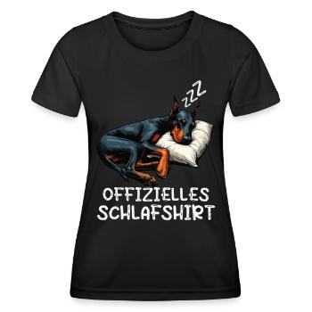 Offizielles Schlafshirt Dobermann Dobermannhalter - Frauen Funktions-T-Shirt - Schwarz - Vorne - AI Model Female 172 light (172cm)
