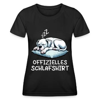Offizielles Schlafshirt Weißer Boxer Boxerhalter - Frauen Funktions-T-Shirt - Schwarz - Vorne - AI Model Female 172 light (172cm)