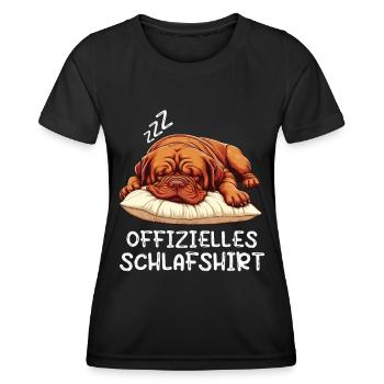 Offizielles Schlafshirt Bordeaux Dogge Bordeauxs - Frauen Funktions-T-Shirt - Schwarz - Vorne - AI Model Female 172 light (172cm)