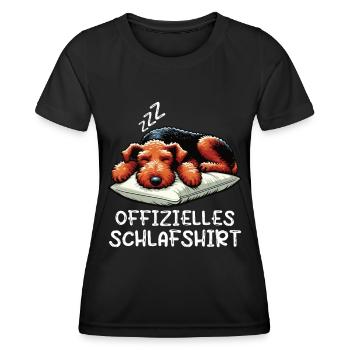 Offizielles Schlafshirt Airedale Terrier Airedales - Frauen Funktions-T-Shirt - Schwarz - Vorne - AI Model Female 172 light (172cm)
