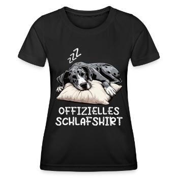 Offizielles Schlafshirt Deutsche Dogge Doggen - Frauen Funktions-T-Shirt - Schwarz - Vorne - AI Model Female 172 light (172cm)