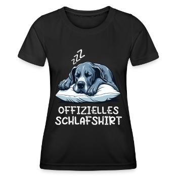 Offizielles Schlafshirt Deutsche Dogge Doggen - Frauen Funktions-T-Shirt - Schwarz - Vorne - AI Model Female 172 light (172cm)