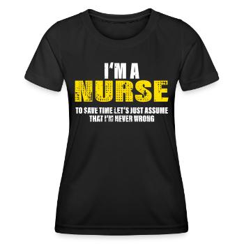 Krankenschwester Lustig Spruch Beruf Kollegen - Frauen Funktions-T-Shirt - Schwarz - Vorne - AI Model Female 172 light (172cm)