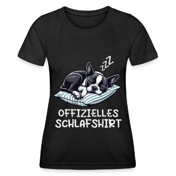 Offizielles Schlafshirt Boston Terrier Boston hund - Frauen Funktions-T-Shirt - Schwarz - Vorne - AI Model Female 172 light (172cm)