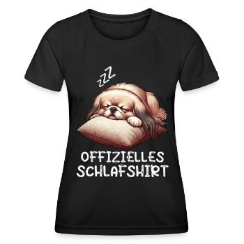 Offizielles Schlafshirt Pekinese Pekinesenbesitzer - Frauen Funktions-T-Shirt - Schwarz - Vorne - AI Model Female 172 light (172cm)