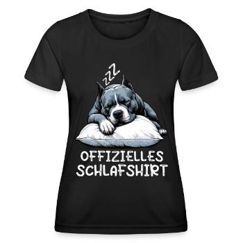 Offizielles Schlafshirt American Bully Bully Pit - Frauen Funktions-T-Shirt - Schwarz - Vorne - AI Model Female 172 light (172cm)
