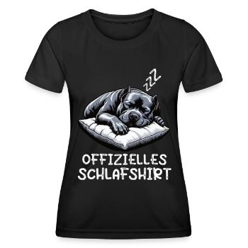 Offizielles Schlafshirt American Bully Bully Pit - Frauen Funktions-T-Shirt - Schwarz - Vorne - AI Model Female 172 light (172cm)