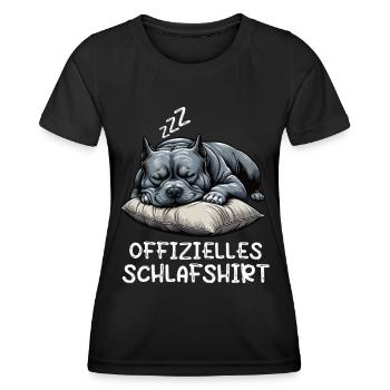 Offizielles Schlafshirt American Bully Bully Pit - Frauen Funktions-T-Shirt - Schwarz - Vorne - AI Model Female 172 light (172cm)