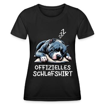 Offizielles Schlafshirt American Bully Bully Pit - Frauen Funktions-T-Shirt - Schwarz - Vorne - AI Model Female 172 light (172cm)