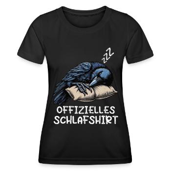 Offizielles Schlafshirt Rabe Raben Vogel Krähe - Frauen Funktions-T-Shirt - Schwarz - Vorne - AI Model Female 172 light (172cm)