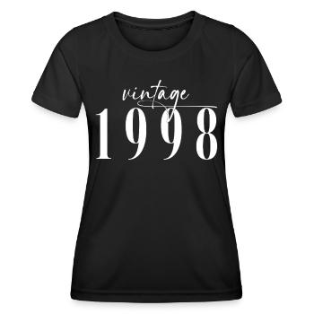 Vintage 1998 Elegant Minimalistisch Geburtstag - Frauen Funktions-T-Shirt - Schwarz - Vorne - AI Model Female 172 light (172cm)