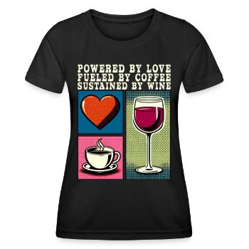 Love Coffee Wine Retro Pop Art Mother's Day Gift - Women's Functional T-Shirt - black - Front - AI Model Female 172 light (172cm)