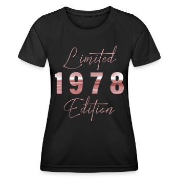Minimalist Limited 1978 Edition Geburtstag Pastel - Frauen Funktions-T-Shirt - Schwarz - Vorne - AI Model Female 172 light (172cm)