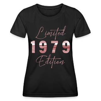 Minimalist Limited 1979 Edition Geburtstag Pastel - Frauen Funktions-T-Shirt - Schwarz - Vorne - AI Model Female 172 light (172cm)